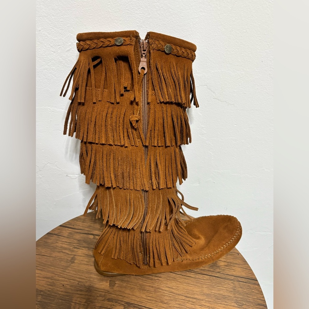 Minnetonka Brown Fringe Winter Boots - Picture 6 of 11